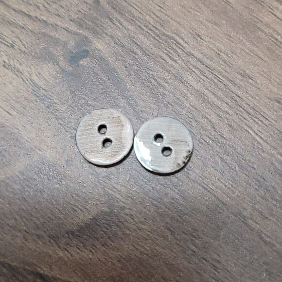 GUCCI Set of Two 2-Hole Bronze Iridescent Buttons Engraved w/ 'GUCCI' - Picture 2 of 4